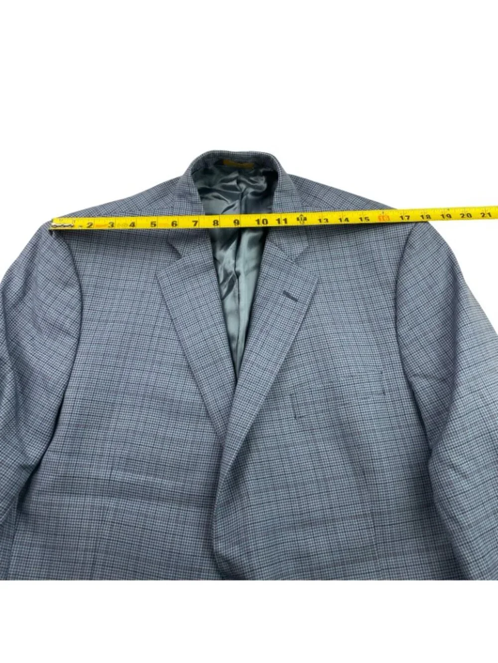 Brooks Brothers Men's Fitzgerald 100% Wool Blazer Blue Houndstooth Plaid • 46R